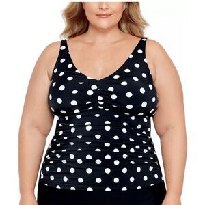 Swim Solutions Womens Plus Size 18W Tummy Control Polka Dot Tankini Top $84 New